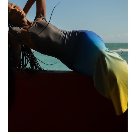 Sammy B. Alexis Ombre Maxi Dress Blue/Yellow | Size S NWT - Picture 3 of 12